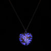 Magical Aqua Purple Heart Glow In The Dark Pendant Necklace Gift Peach heart mosaic Luminous necklace #910