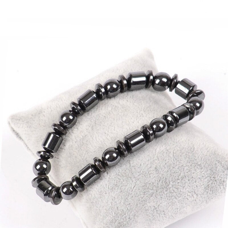 Magnet charms slimming health men bracelet Magnet Black Stone beads Magnetic Bracelets for Women Weight Loss Gifts(Color: Black)