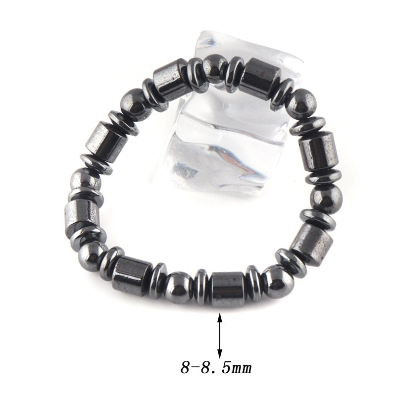 Magnet charms slimming health men bracelet Magnet Black Stone beads Magnetic Bracelets for Women Weight Loss Gifts(Color: Black)