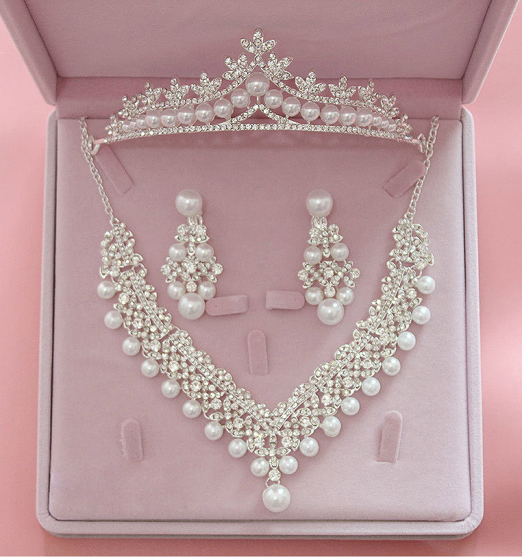 Magnificent Pearl Wedding Bridal Jewelry Sets Women Bride Wedding Party Jewelry Accessories Tiara Crown Earring Necklace