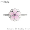 Magnolia Bloom Ring With 925 Sterling Silver Pale Cerise Enamel & Pink CZ for Women DIY Fine Jewelry SR116