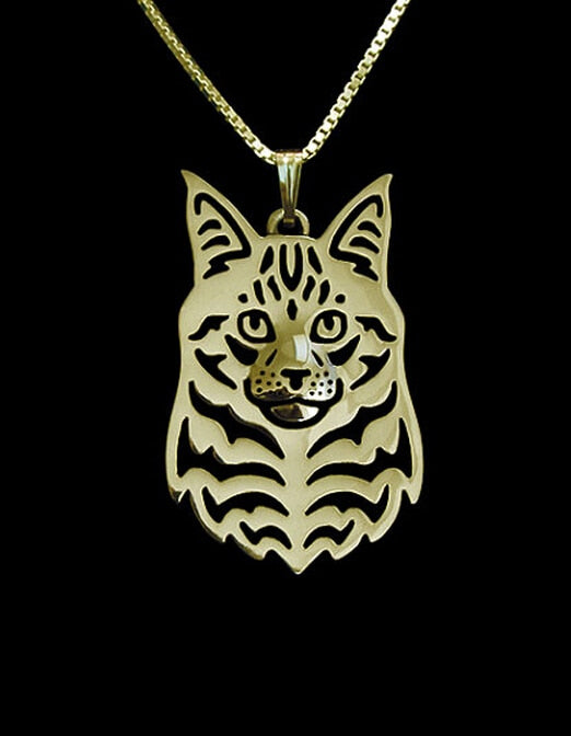 Maine Coon Cat necklace  Handmade necklace Carved hollow pendant jewelry golden colors plated fast delivery