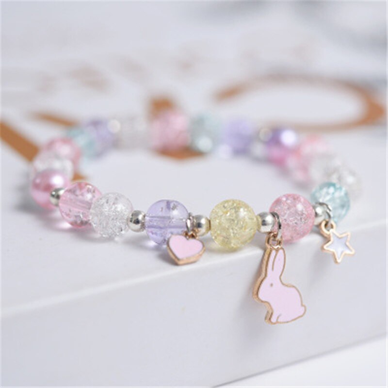 Makersland Cute Popcorn beads Bracelet Friendship Glass Bracelets For Girls Star Moon Cloud Flower Jewelry Accessories