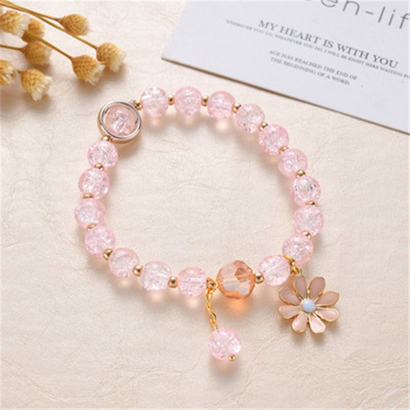 Makersland Cute Popcorn beads Bracelet Friendship Glass Bracelets For Girls Star Moon Cloud Flower Jewelry Accessories