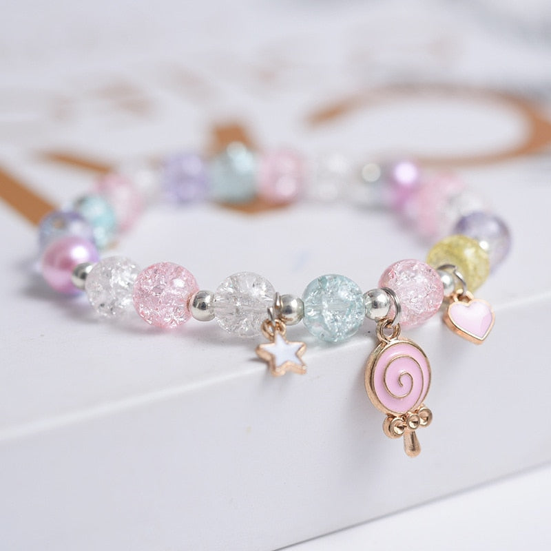 Makersland Star Moon Popcorn beads Bracelet Friendship Glass Bracelets For Girls Cloud Flower Lollipop Jewelry Accessories 2021