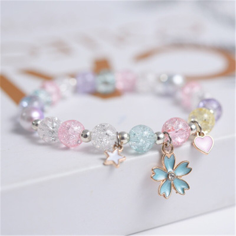 Makersland Star Moon Popcorn beads Bracelet Friendship Glass Bracelets For Girls Cloud Flower Lollipop Jewelry Accessories 2021