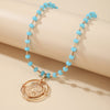 Malachite Alloy Pearl Turquoises Women Necklace Retro Green Color Stone Pendant Necklace Accessories