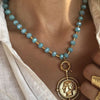 Malachite Alloy Pearl Turquoises Women Necklace Retro Green Color Stone Pendant Necklace Accessories