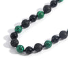 Malachite & Black Onyx & Volcanic Stone 108 Mala Beads Knotted Long Necklace Women Charm Tassel Jewelry Friendship Gift