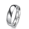 Man 316L Stainless Steel Silver Half Heart Simple Circle Real Love Couple Ring Wedding Rings Engagement Rings