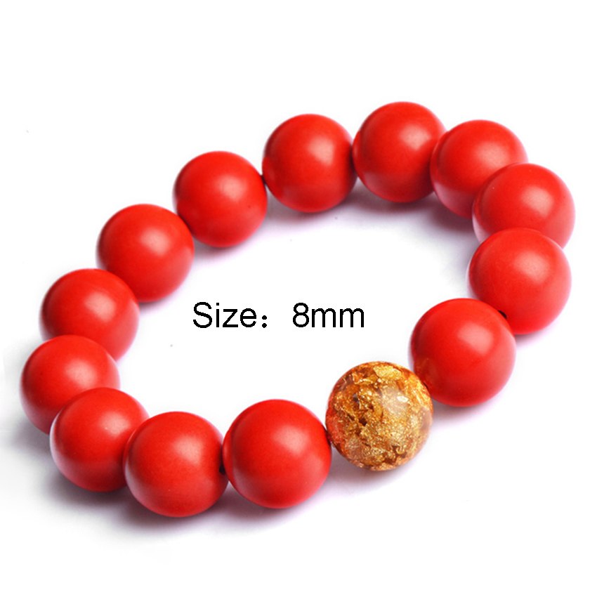 Man Bracelets Hand Chain Cinnabar Buddha Bracelet Women 8-16mm Goldleaf Accessories Red Bracelet Male