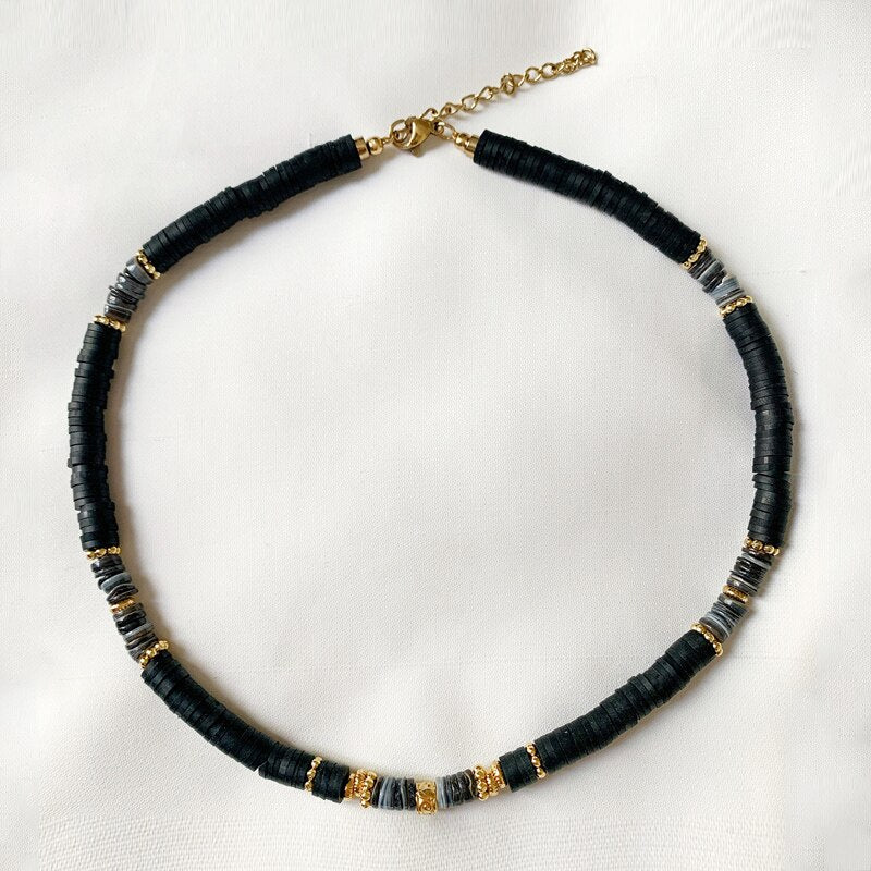 Man Natural Stone Silicone Piece Stitching Necklace Handmade Polymeric Collier Femme 2021 Surfer Necklace Tribal Jewelry Gifts