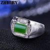 Man Ring Real Jasper Rings Natural jade Gem Genuine Stone Solid 925 Sterling Silver Men and Women General Jewelry