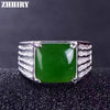 Man ring Natural Jasper rings jade gem stone genuine solid 925 sterling silver men Jewelry