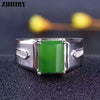 Man ring Natural Jasper rings jade gemstone genuine solid 925 sterling silver real men Jewelry