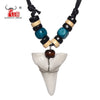 Man's Hawaii Surfer Jewelry Handmade Imitation Shark Teeth Pendant Zealand Maori Tribal Bone Choker Colored Wooden Necklace