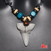 Man's Hawaii Surfer Jewelry Handmade Imitation Shark Teeth Pendant Zealand Maori Tribal Bone Choker Colored Wooden Necklace