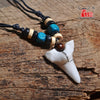 Man's Hawaii Surfer Jewelry Handmade Imitation Shark Teeth Pendant Zealand Maori Tribal Bone Choker Colored Wooden Necklace