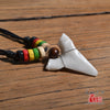 Man's Hawaii Surfer Jewelry Handmade Imitation shark teeth Pendant Zealand Maori Tribal bone Choker Colored wooden Necklace