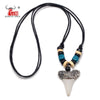 Man's Hawaii Surfer Jewelry Handmade Imitation shark teeth Pendant Zealand Maori Tribal bone Choker Colored wooden Necklace