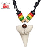 Man's Hawaii Surfer Jewelry Handmade Imitation shark teeth Pendant Zealand Maori Tribal bone Choker Colored wooden Necklace