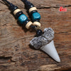 Man's Hawaii Surfer Jewelry Handmade Imitation shark teeth Pendant Zealand Maori Tribal bone Choker Colored wooden Necklace