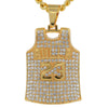 Man's Iced Out Hip Hop Bulls No.23 Jordan Basketball Jersey Pendant Necklace Gold Bling Rhinestone Cuban Chain Rapper Jewelry