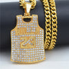 Man's Iced Out Hip Hop Bulls No.23 Jordan Basketball Jersey Pendant Necklace Gold Bling Rhinestone Cuban Chain Rapper Jewelry