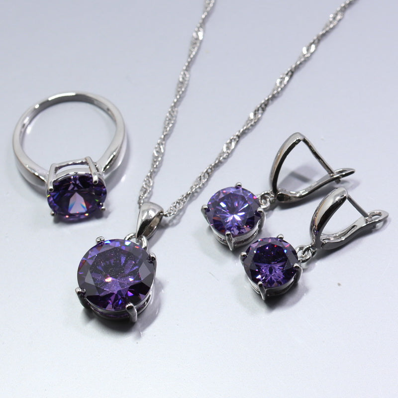 Unusual Sky Blue Zirconia Women's 925 Sterling Silver Jewelry Sets Earrings/Pendant/Necklace/Rings   QZ0137