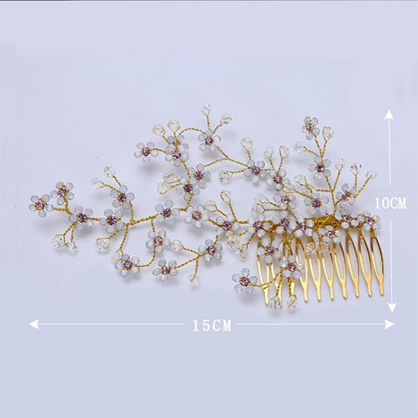 Many Style Gold Color Crystal Simulated Pearl Hair Comb For Wedding Hair Accessories Handmade Bride Hair Jewelry Headpiece Tiara