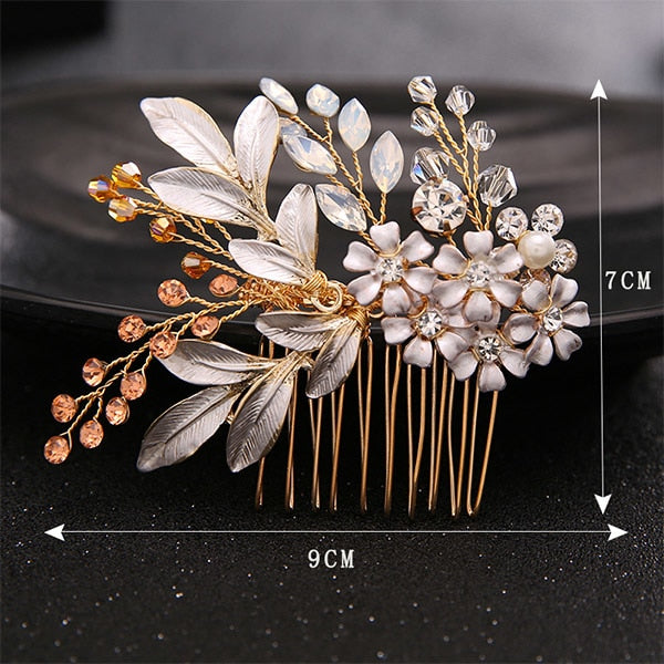 Many Style Gold Color Crystal Simulated Pearl Hair Comb For Wedding Hair Accessories Handmade Bride Hair Jewelry Headpiece Tiara