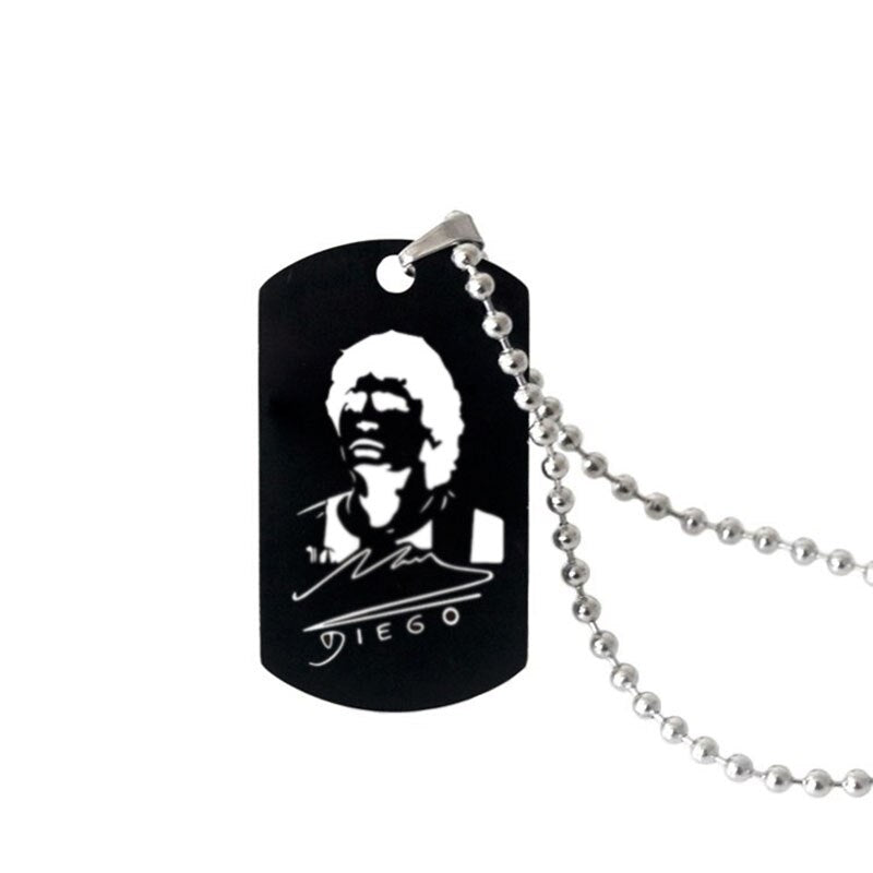 Maradona Beaded Necklace Football Super Star Stainless Steel Tag Pendant Fans Gifts