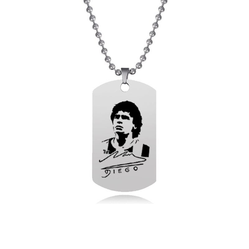 Maradona Beaded Necklace Football Super Star Stainless Steel Tag Pendant Fans Gifts