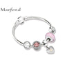 Marfend 925 silver bracelet Stars, love and pink Fit Original pandora Bracelet Women DIY Jewelry Gifts
