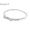 Marfend Fine 100% Sterling Silver 925 Elegant Paved CZ Bowknot Bracelet & Bangle For Women Anniversary Wedding Jewelry