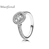 Marfend Fine Detail Authentic 100% Sterling Silver 925 Charming & Retro Vintage Allure Clear CZ Finger Rings For Women Jewelry