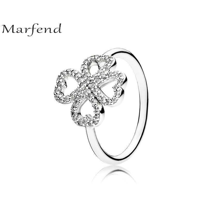 Marfend Fine Detail Luxury Sterling Silver 925 Heart-Shaped Petals of Love Ring Ancient Silver Ring For Women Original Jewelry
