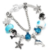 Marine Style Whale Beads Brand Bracelet With Starfish Pendant Snake Chain Charm Bracelets For Women Jewelry Gift