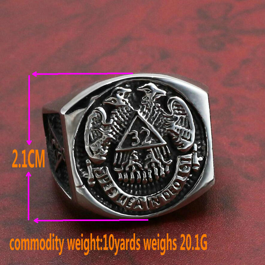Masonic Men's Ring Stainless Steel Double Eagle Ring Men's Domineering Ring