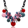 Women Maxi Necklaces & Pendants Statement Bib Costume Necklace with Fuzzy Balls Pendant for Women Jewelry SP078