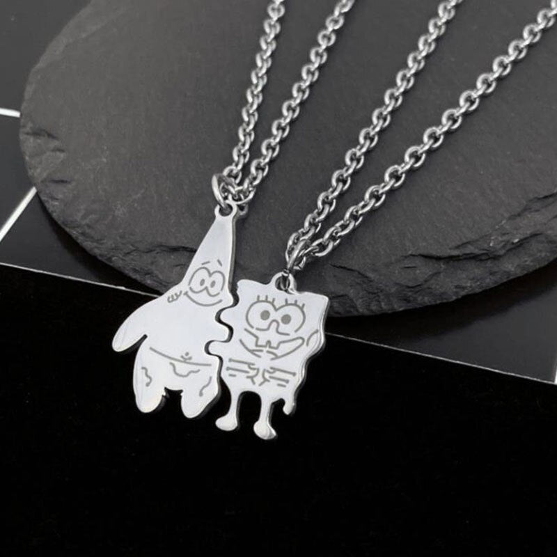 Matching Necklace For Women Men Steel Titanium Cartoon O-chain Pendant Necklaces Couple Jewelry 2021 Hip Hop Gift For Friends