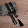 Matte Black Onyx & Moonstone Knotted Beads 108 Mala Men's and Women's Necklace Blessing Charm Jewelry Friendship Gift