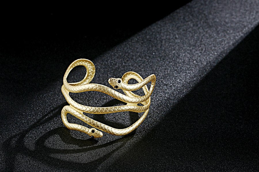 Matte Gold Snake Bracelets & Bangles Armlet Arm Cuff Swirl Open Snake Bangle Halloween Bracelets for Women Jewelry Accessories