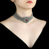 Mavra Handmade Woven Chain Metal Choker Necklace With Glass Crystal Stone Chainmail Jewelry