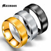 Maxmoon Metal Stainless Steel Wide Rings Sports Male Simple Men Silver Color Jewelry Ring glod Summer  Business Boy