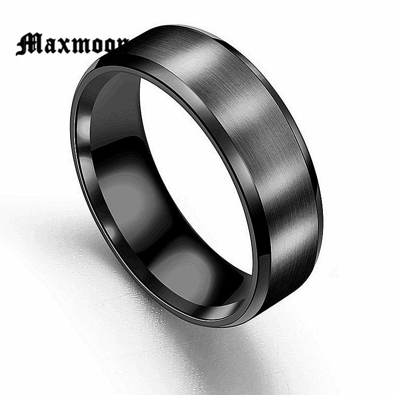 Maxmoon Metal Stainless Steel Wide Rings Sports Male Simple Men Silver Color Jewelry Ring glod Summer  Business Boy