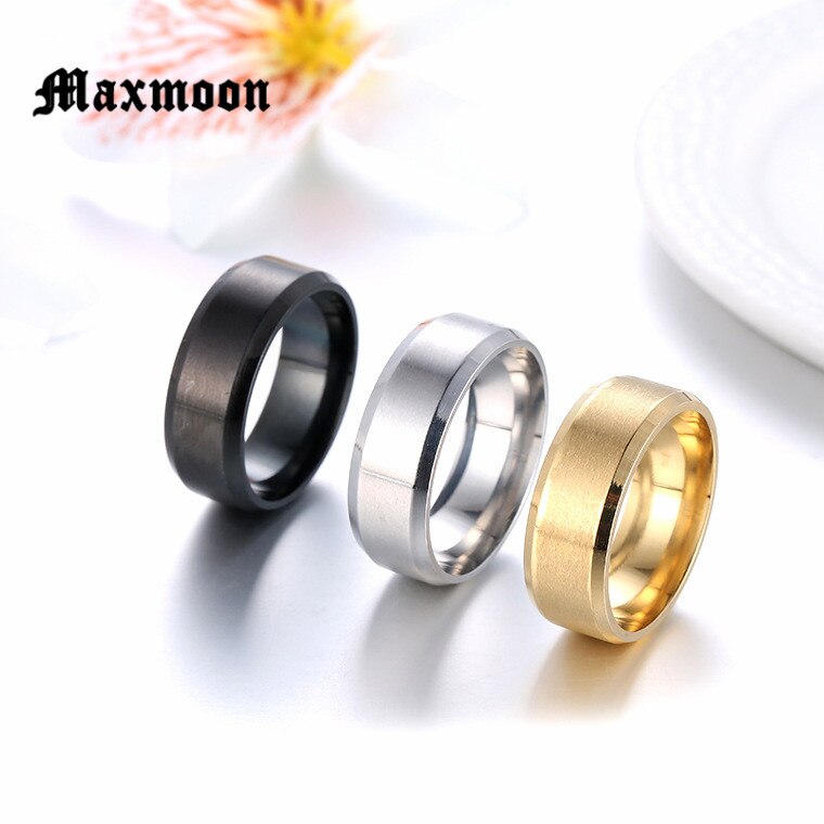 Maxmoon Metal Stainless Steel Wide Rings Sports Male Simple Men Silver Color Jewelry Ring glod Summer  Business Boy
