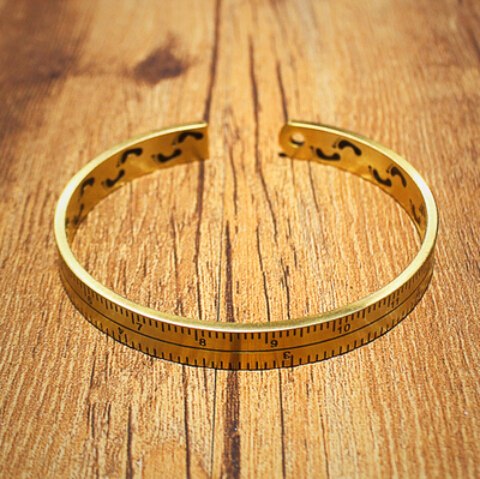 Black Footprint men's Vintage Silver Dial Design Retro Cuff Bangle Titanium Steel Ruler Men bracelet Erkek bileklik