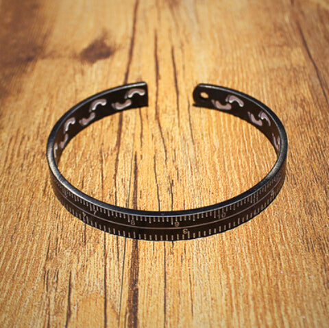 Black Footprint men's Vintage Silver Dial Design Retro Cuff Bangle Titanium Steel Ruler Men bracelet Erkek bileklik