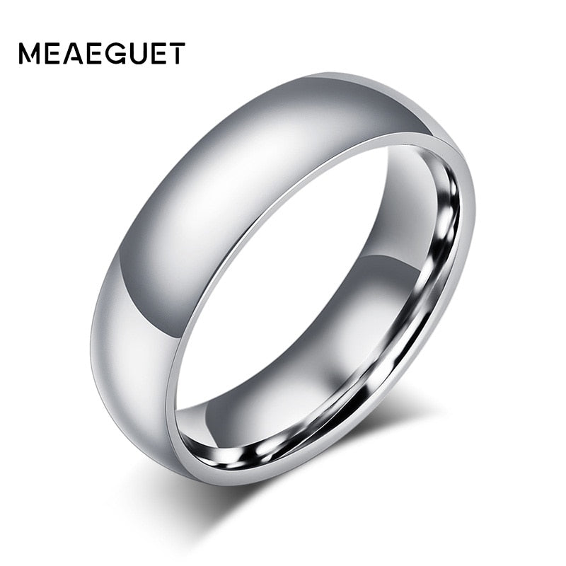 6mm Simple Classic Wedding Rings Silver Color Stainless Steel Engagement Rings For Men Women Jewelry Wedding Bands